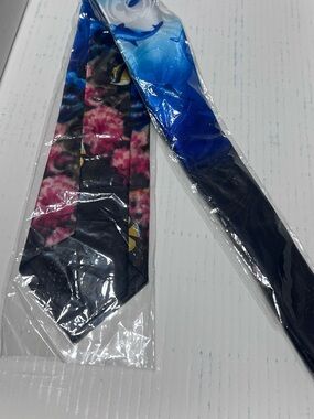 Men's Floral and Blue Patterned Tie Set - Black, Pink, Blue